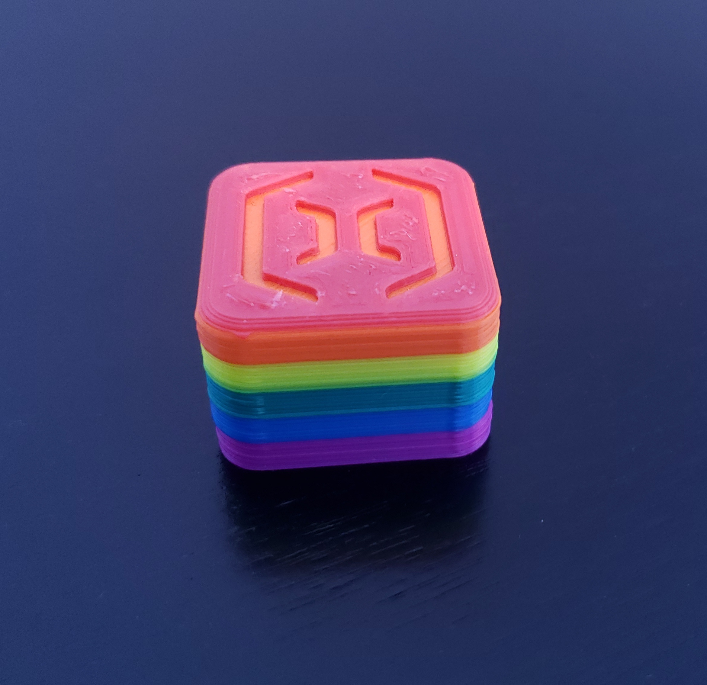 Multi-colored 3D printed rainbow cube